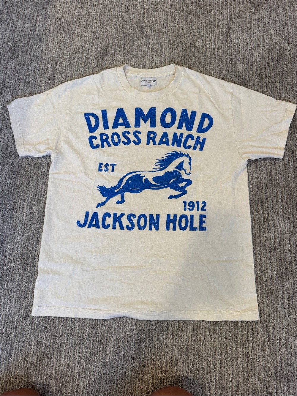 Diamond Cross Ranch Jackson Hole Short Sleeve Tee - White/Blue